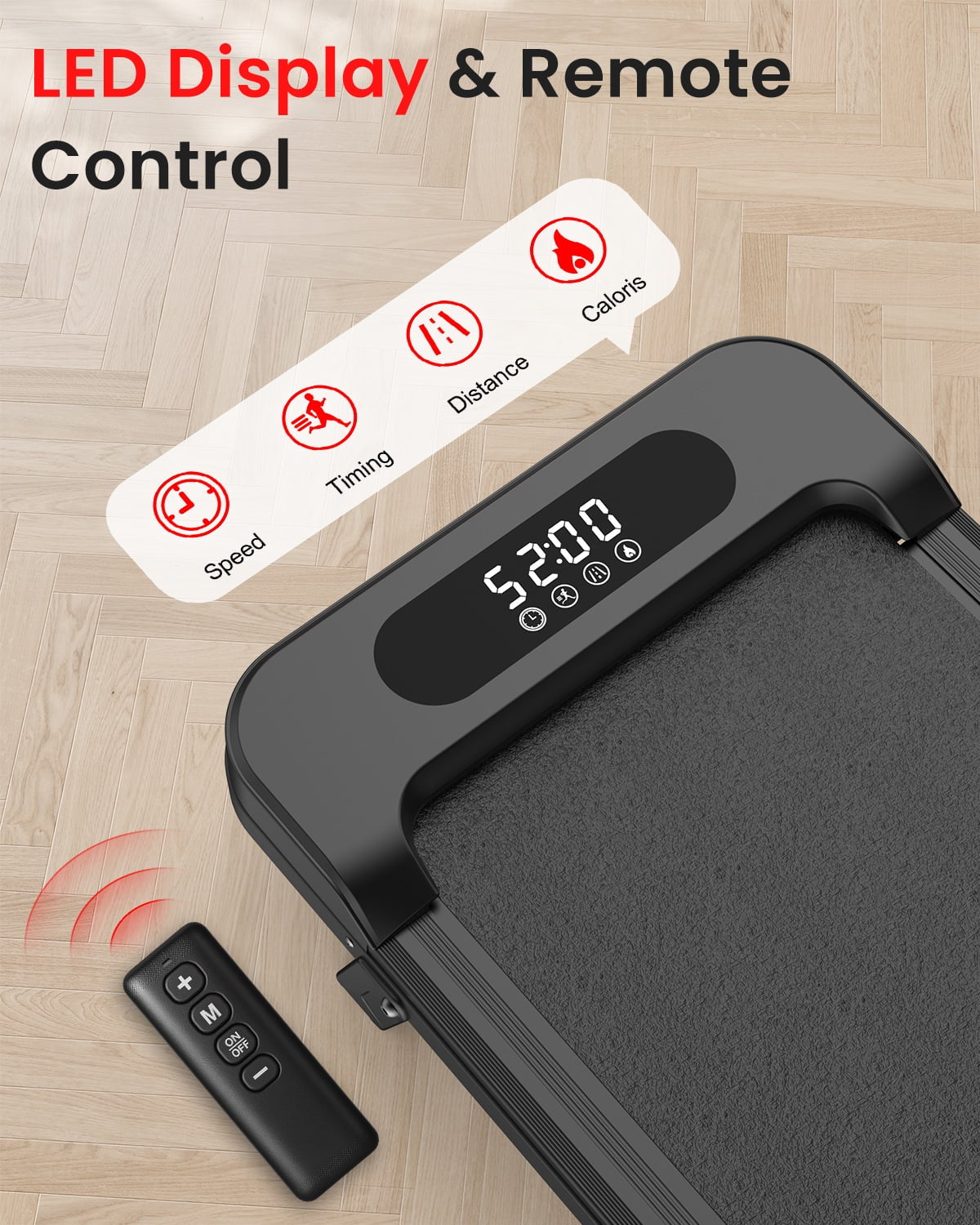 Incline Walking Pad, 4 in 1 under Desk Treadmill with Remote Control and LED Display, Compact Treadmill for Home & Office, Black