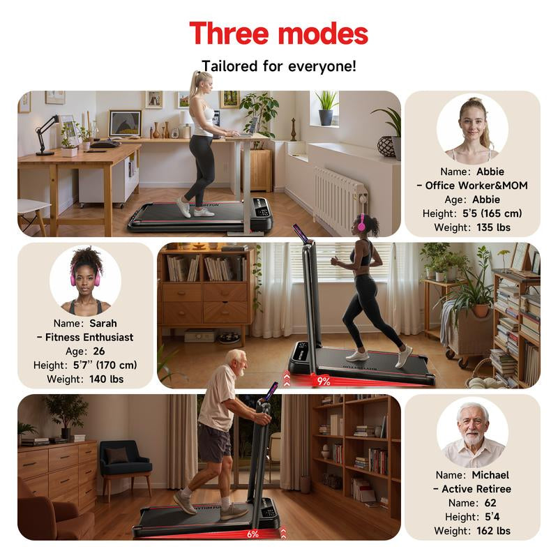 RHYTHM FUN Quiet Foldable Walking Treadmill with Remote – Exercise Treadmills Compact Running Pad for Apartment & Office,Gym Stuff Easy to Store under Desk, Incline Support, Space-Saving , Fallfreshness, No Installation Needed Treadmill for Home