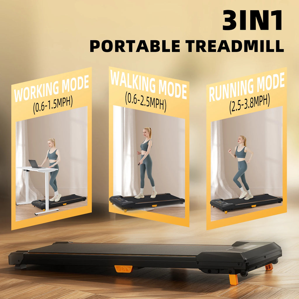Under Desk Treadmill, Incline Walking Pad Treadmill 330Lbs Capacity, 2.5HP Portable Treadmills for Home, Compact Treadmill Mini