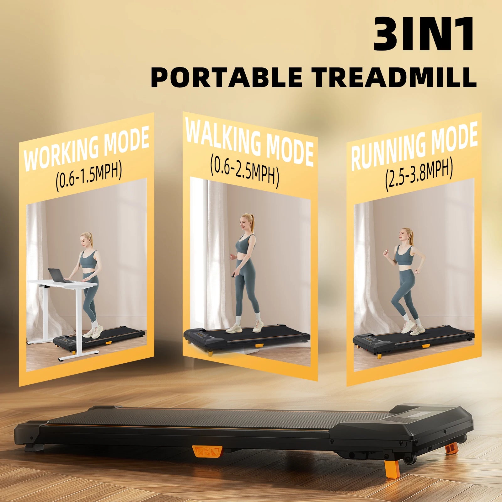 Under Desk Treadmill, Incline Walking Pad Treadmill 330Lbs Capacity, 2.5HP Portable Treadmills for Home, Compact Treadmill Mini