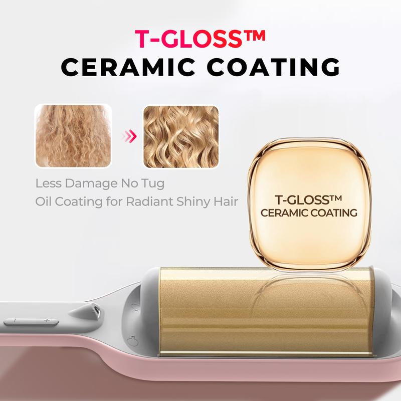 TYMO ROVY 1.25 Inch Beach Waves Curling Wand Ionic Hair Waver with Ceramic 3-Barrel Crimper Iron for Women Dual Voltage Anti-Scald Easy to Use Mermaid Hair Christmas Gifts