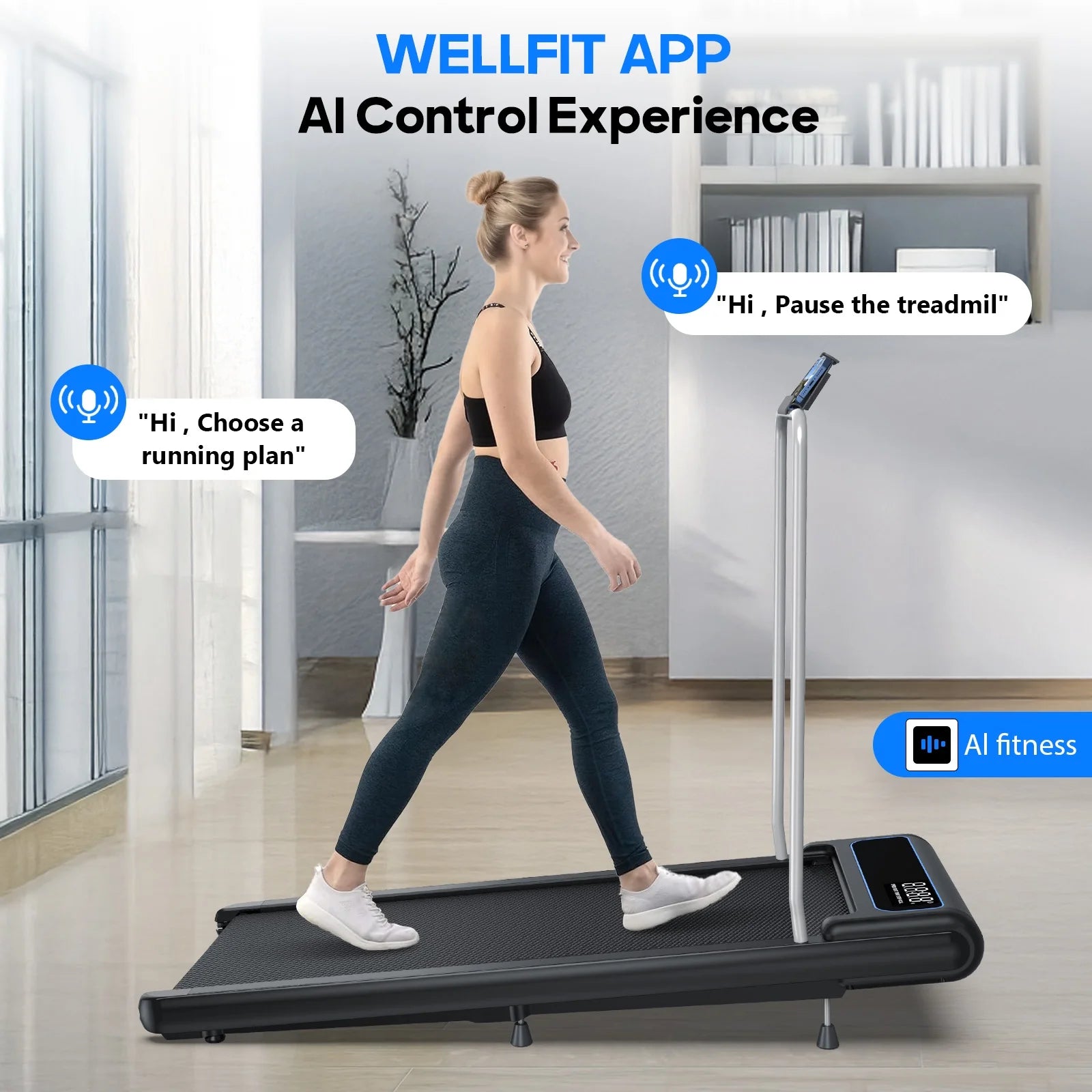 Walking Pad, 2.5 HP Treadmills for Home Small with Handles, 5 MPH under Desk Treadmill Walking Pad, 265 LBS