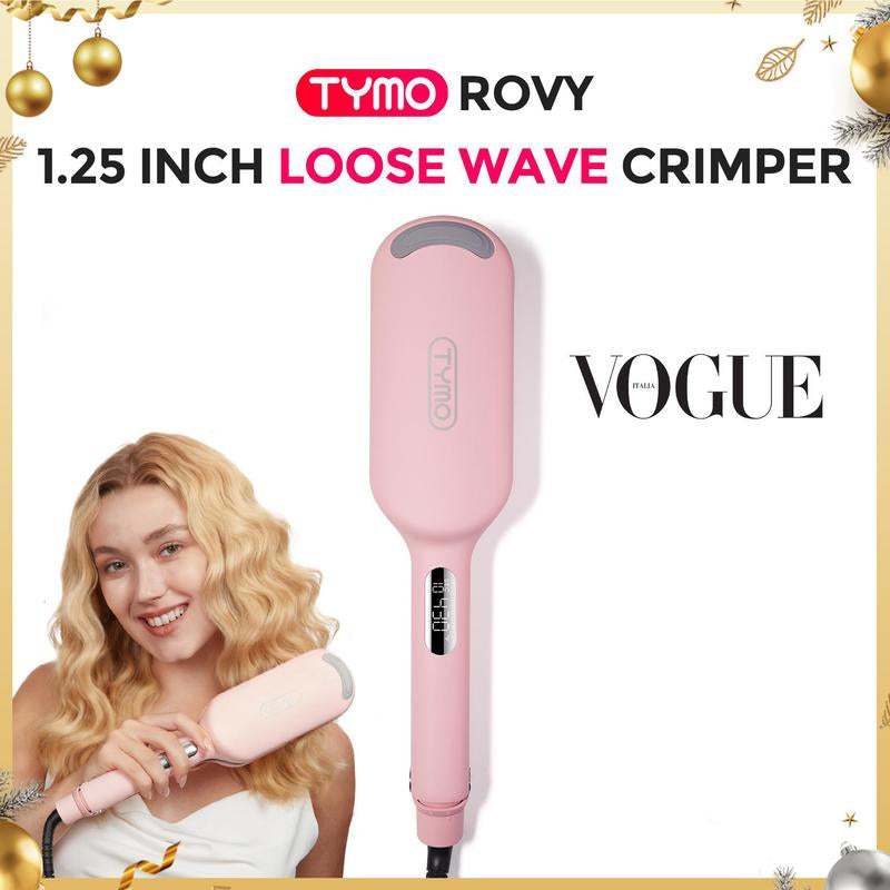 TYMO ROVY 1.25 Inch Beach Waves Curling Wand Ionic Hair Waver with Ceramic 3-Barrel Crimper Iron for Women Dual Voltage Anti-Scald Easy to Use Mermaid Hair Christmas Gifts