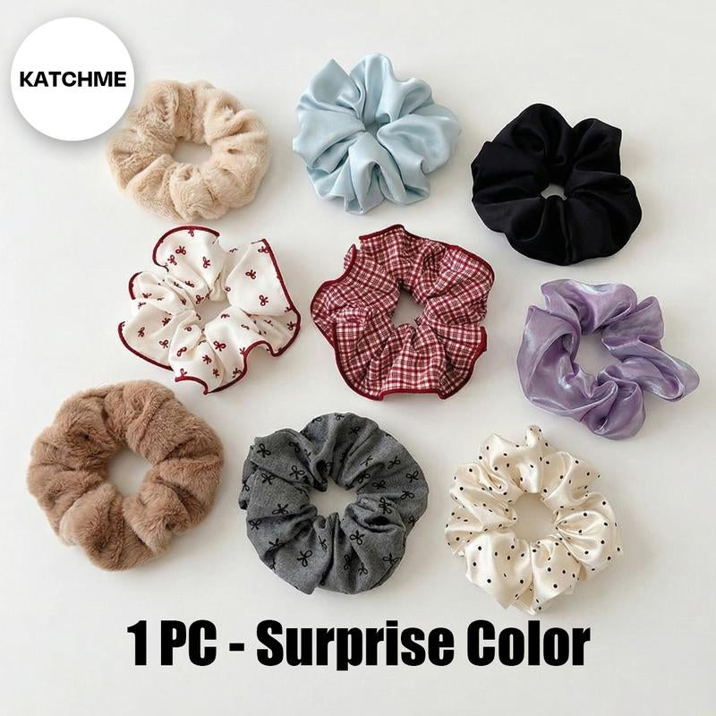 Katchme Gift: Elegant Satin Scrunchie (Surprise Color) 1 PC, Elastic Scrunchi for Women, Gentle on Hair, Hair Accessories
