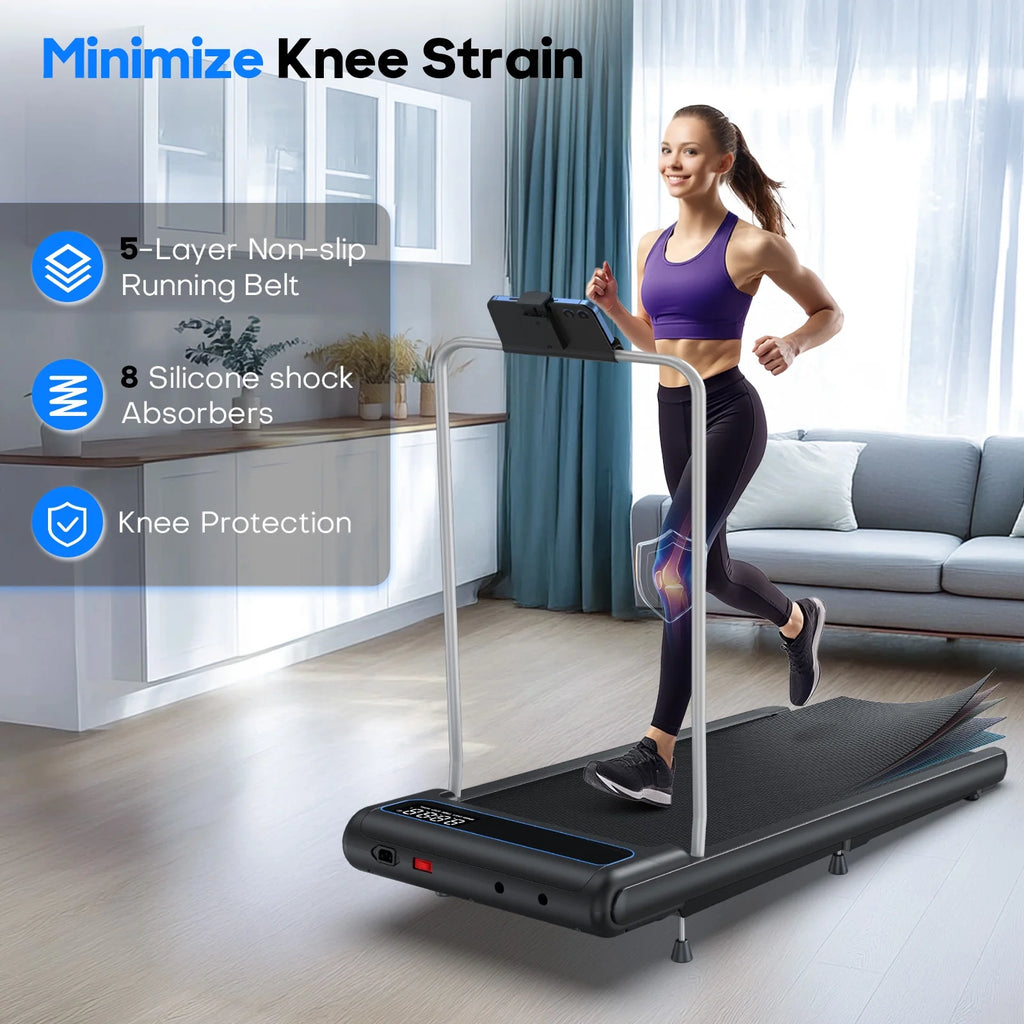 Walking Pad, 2.5 HP Treadmills for Home Small with Handles, 5 MPH under Desk Treadmill Walking Pad, 265 LBS