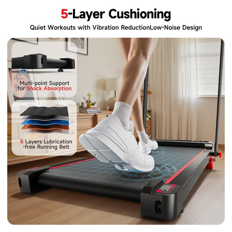 RHYTHM FUN Quiet Foldable Walking Treadmill with Remote – Exercise Treadmills Compact Running Pad for Apartment & Office,Gym Stuff Easy to Store under Desk, Incline Support, Space-Saving , Fallfreshness, No Installation Needed Treadmill for Home
