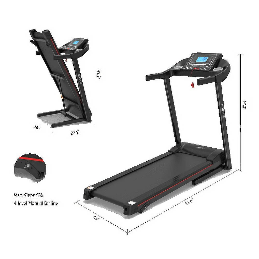 Foldable Treadmill with Incline, Fitshow App Folding Treadmill for Home Workout, Electric Walking Treadmill Machine 5" LCD Screen 250 LB Capacity Bluetooth Music