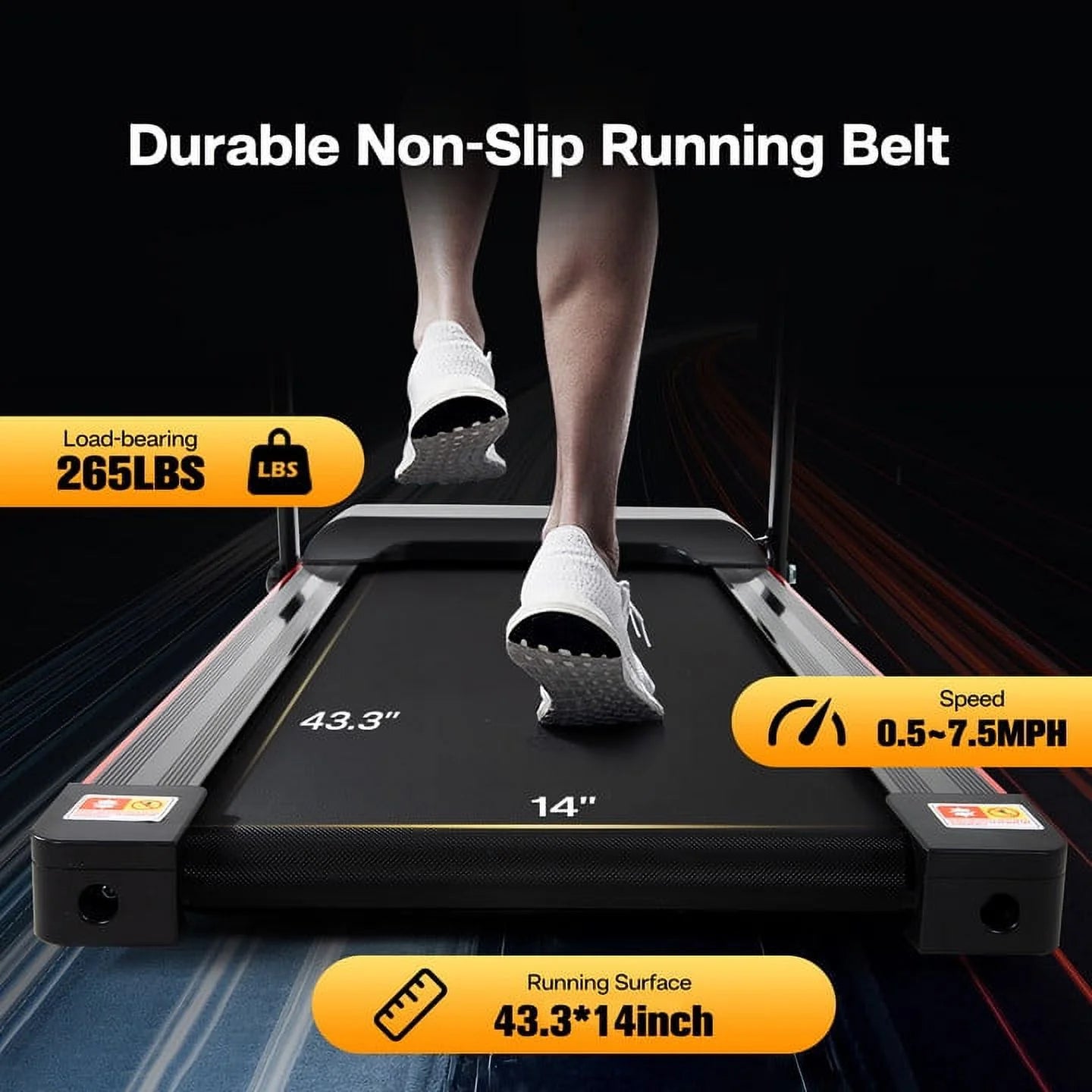 Swertoy 2.5HP Folding Treadmill Portable Running Walking Compact Exercise Machine with 12 Preset Program, LED Display, Easy Assembly for Home