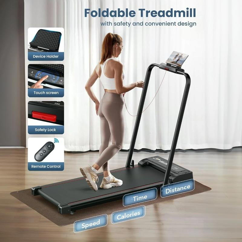 【Fitnessgift】Jagjog JT51 Foldable Treadmill Walking Pad Auto-Align Belt LED Display Knee Protection Remote Control Shock Proof Clear LED Tracking Home Fitness