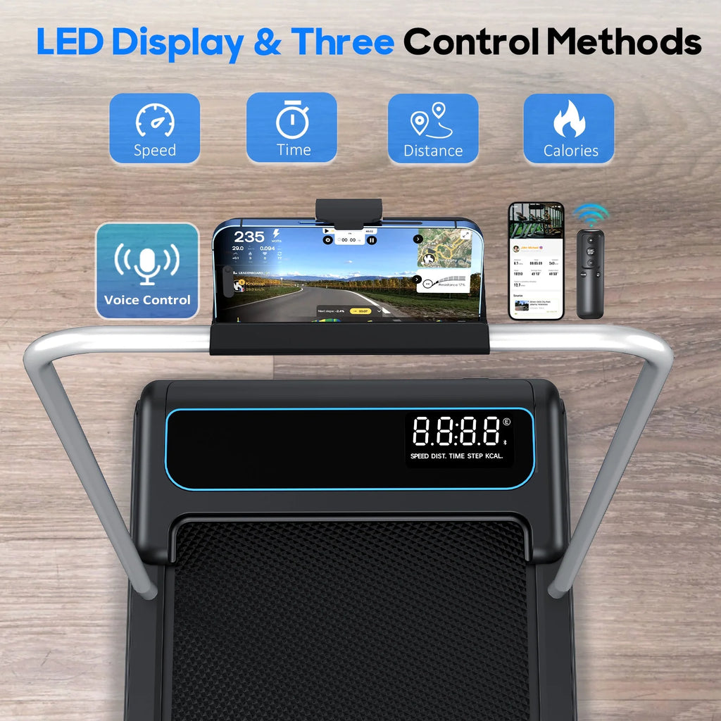 Walking Pad, 2.5 HP Treadmills for Home Small with Handles, 5 MPH under Desk Treadmill Walking Pad, 265 LBS