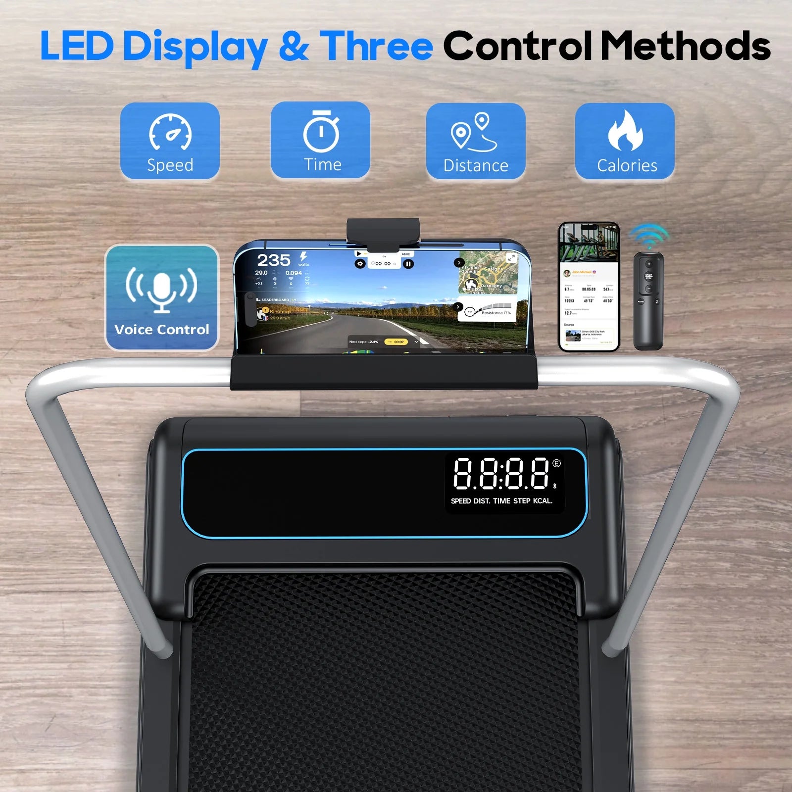 Walking Pad, 2.5 HP Treadmills for Home Small with Handles, 5 MPH under Desk Treadmill Walking Pad, 265 LBS