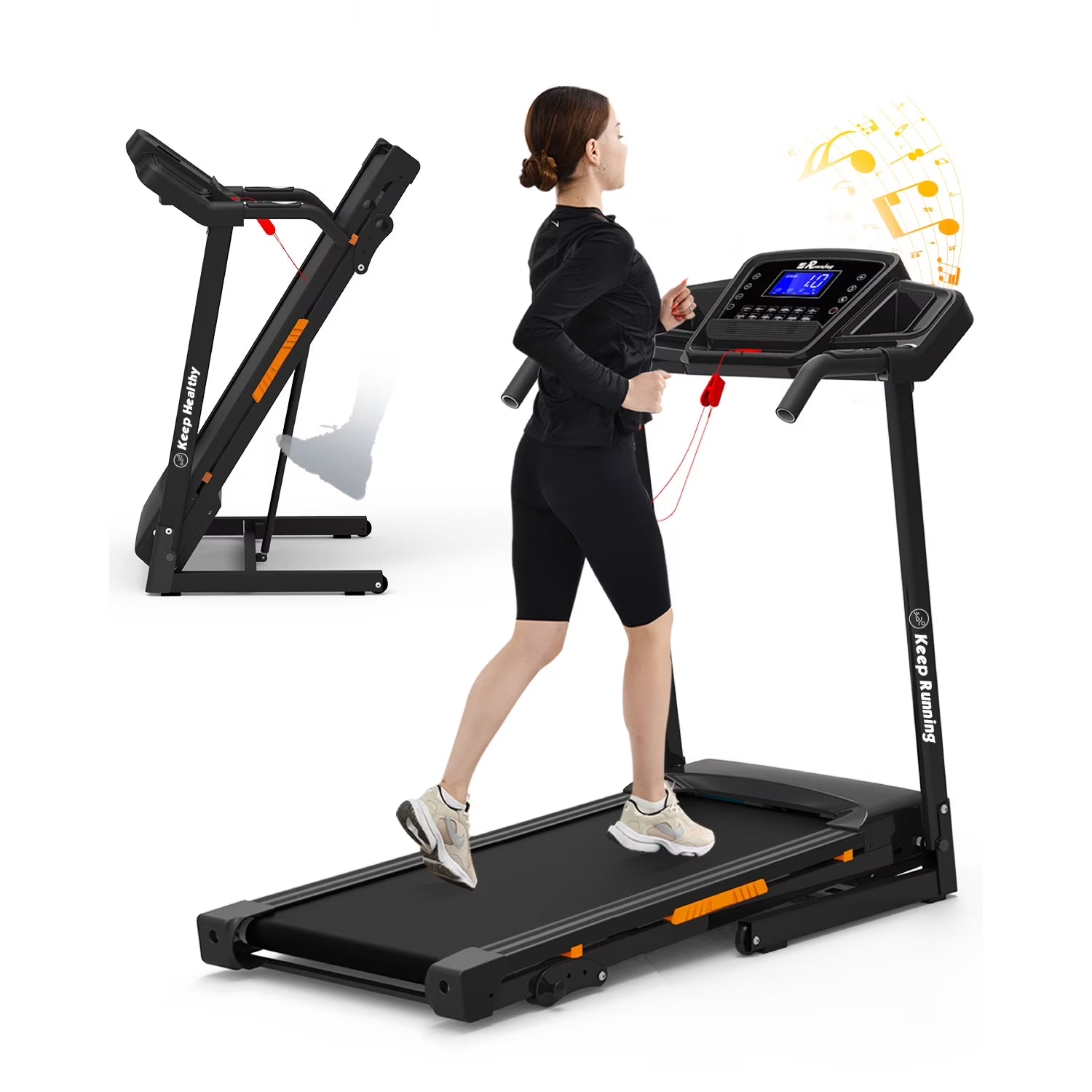3.5HP Folding Treadmills for Home with 265Lb Capacity Bluetooth and Incline Portable Running Machine Electric Compact Treadmills Foldable for Exercise Home Gym Fitness Walking Jogging