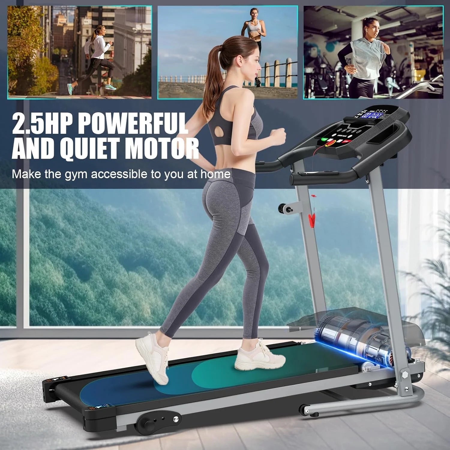 2.0HP Treadmill for Home Folding 240Lb Weight Capacity Walking Jogging Exercise Machine Health & Fitness Flexible Incline with HD Screen 3 Gear Adjustment Shock Absorber Running Belt