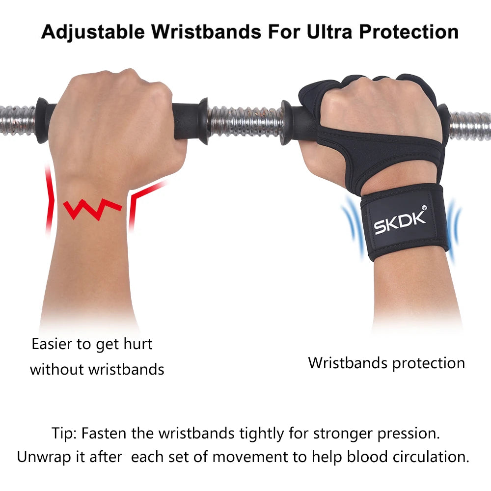 SKDK Weight Lifting Fitness Gloves With Wrist Wraps Silicone Gel Full