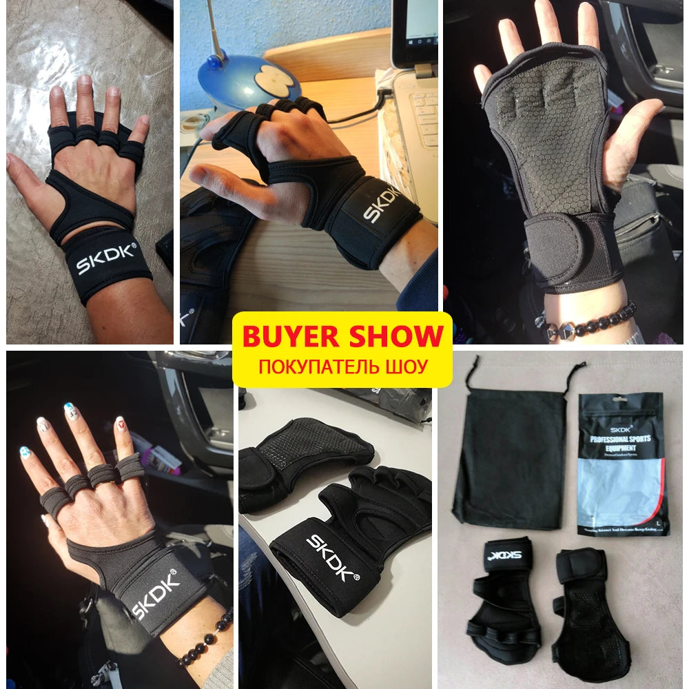 SKDK Weight Lifting Fitness Gloves With Wrist Wraps Silicone Gel Full