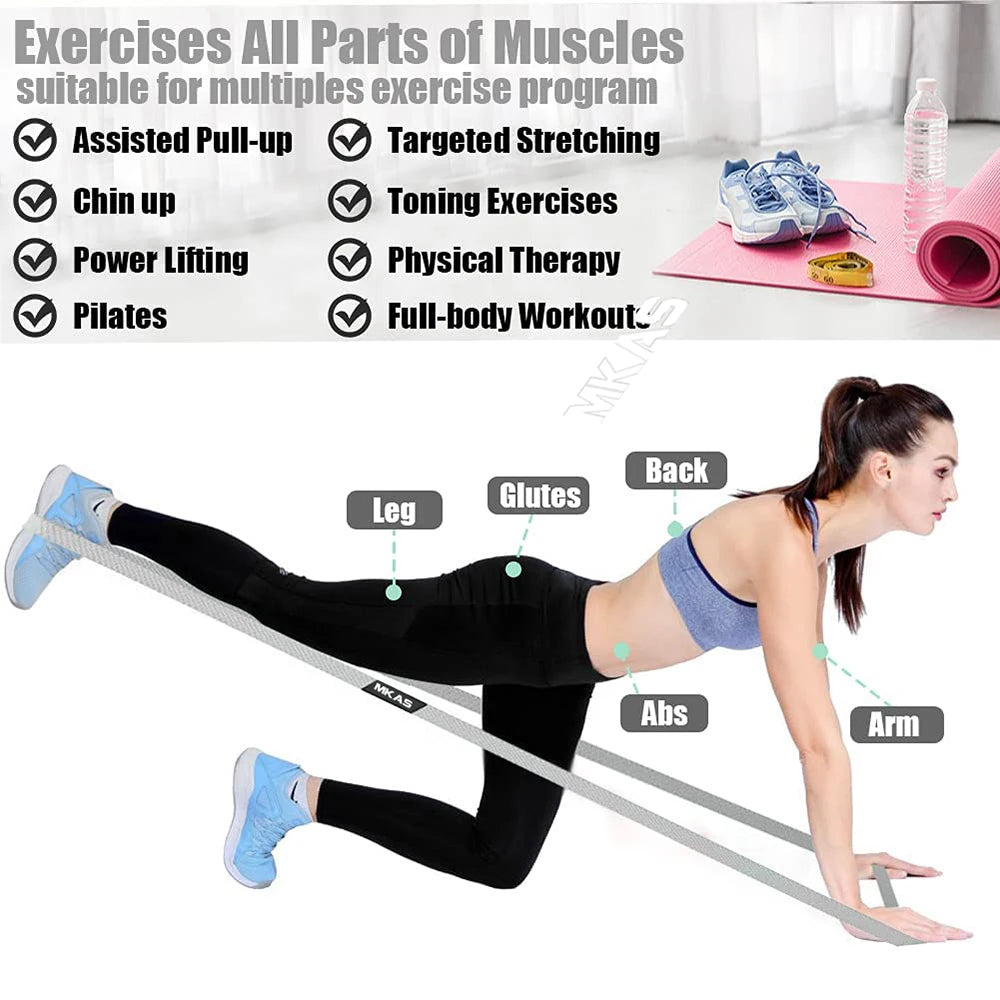 MKAS Long Resistance Loop Band Set Unisex Fitness Yoga Elastic Bands