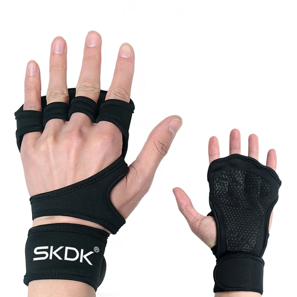 SKDK Weight Lifting Fitness Gloves With Wrist Wraps Silicone Gel Full