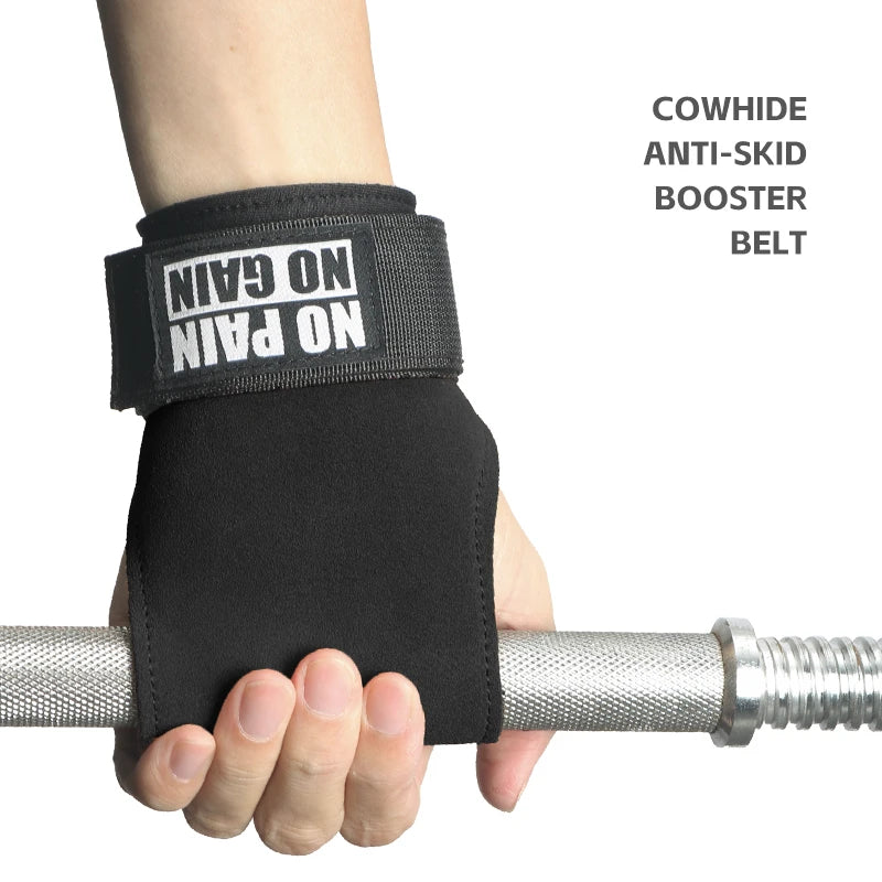 Cowhide Gym Grips Gloves Weightlifting Fitness Pull Up Crossfit