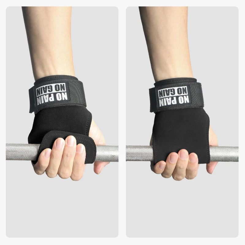 Cowhide Gym Grips Gloves Weightlifting Fitness Pull Up Crossfit