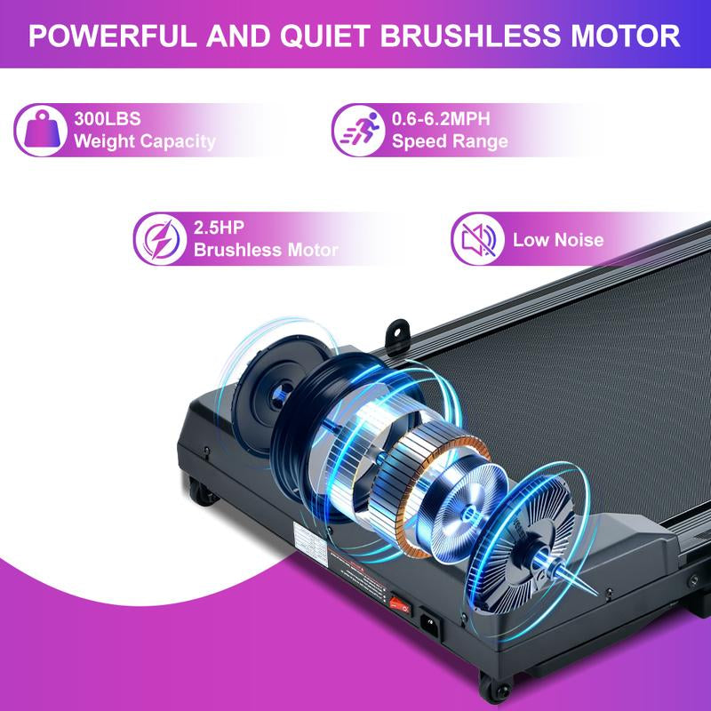 OVER SELF Walking Pad Treadmill, 6.2MPH Portable Folding Treadmill with Handle Remote Control, under Desk Treadmill Easy Storage Home Gym Fitness Equipment Workout Gear