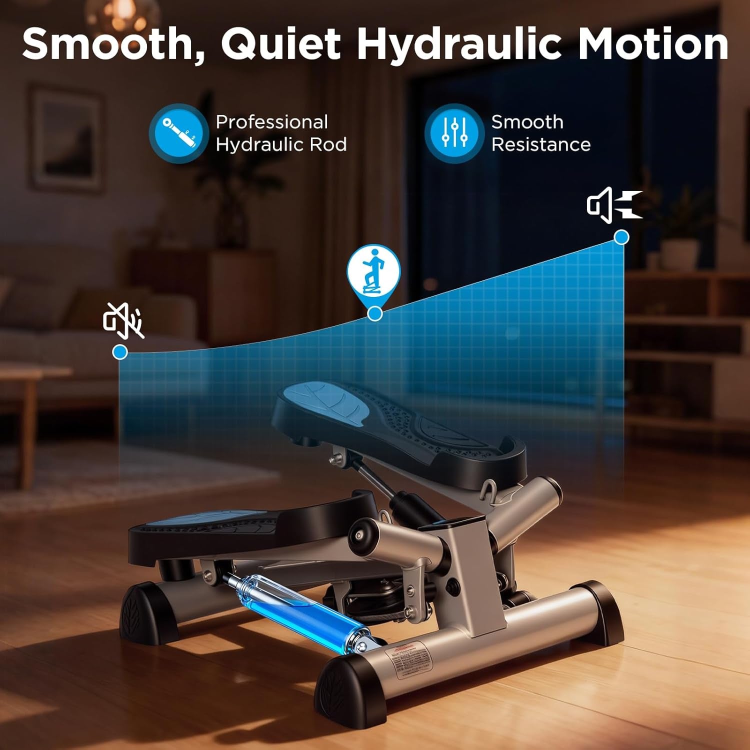 Mini Stepper Steppers for Exercise at Home Stair Step Cardio Thigh Master Workout Equipment Fitness Pedal Exerciser Non-Slip Pedals with Resistance Bands LCD Digital Monitor Climber