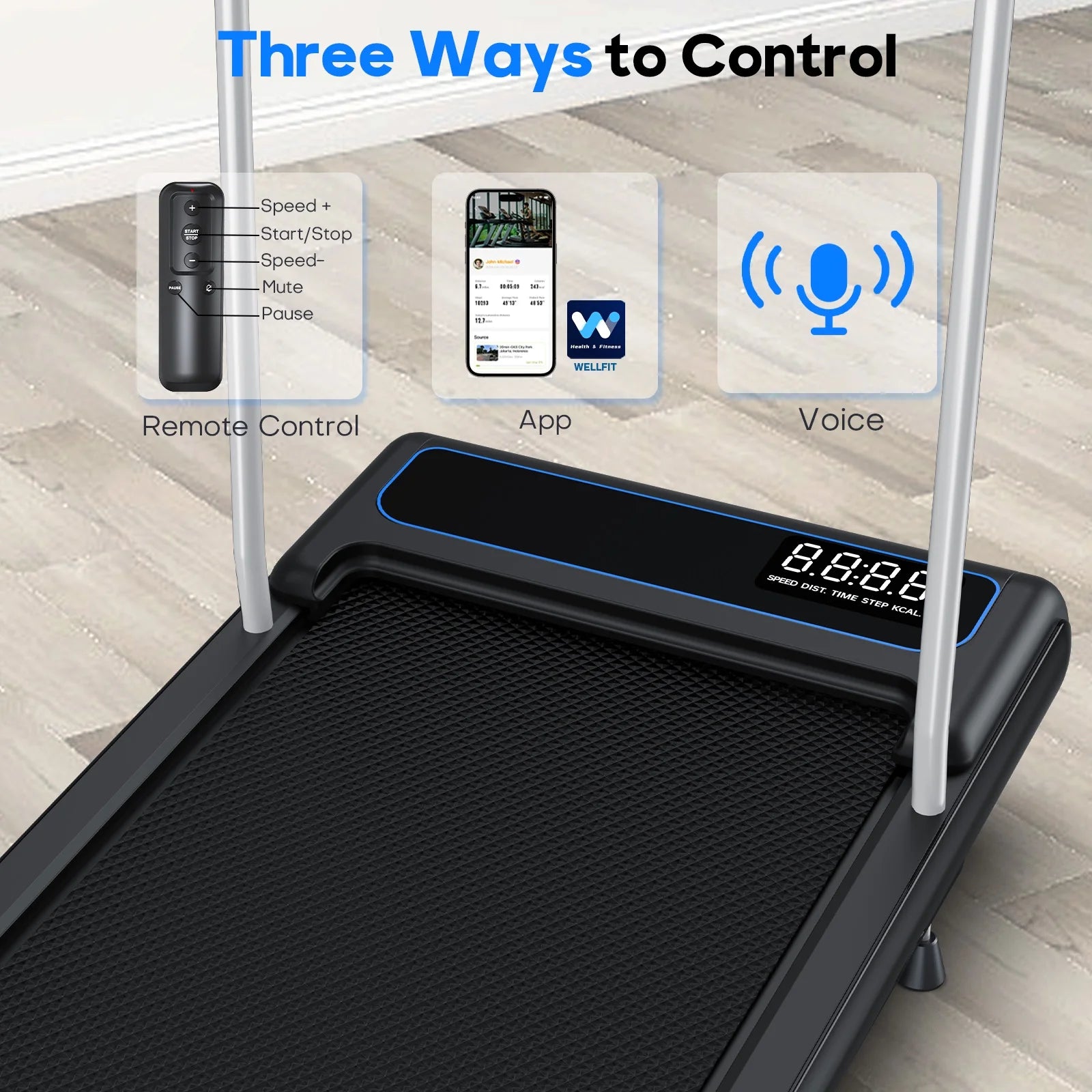 Walking Pad, 2.5 HP Treadmills for Home Small with Handles, 5 MPH under Desk Treadmill Walking Pad, 265 LBS