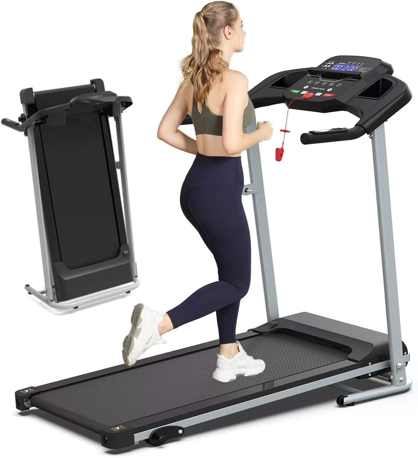 Incline Treadmills for Home Folding Treadmill for Running and Walking Jogging Exercise with 12 Preset Programs, Tracking Pulse, Calories