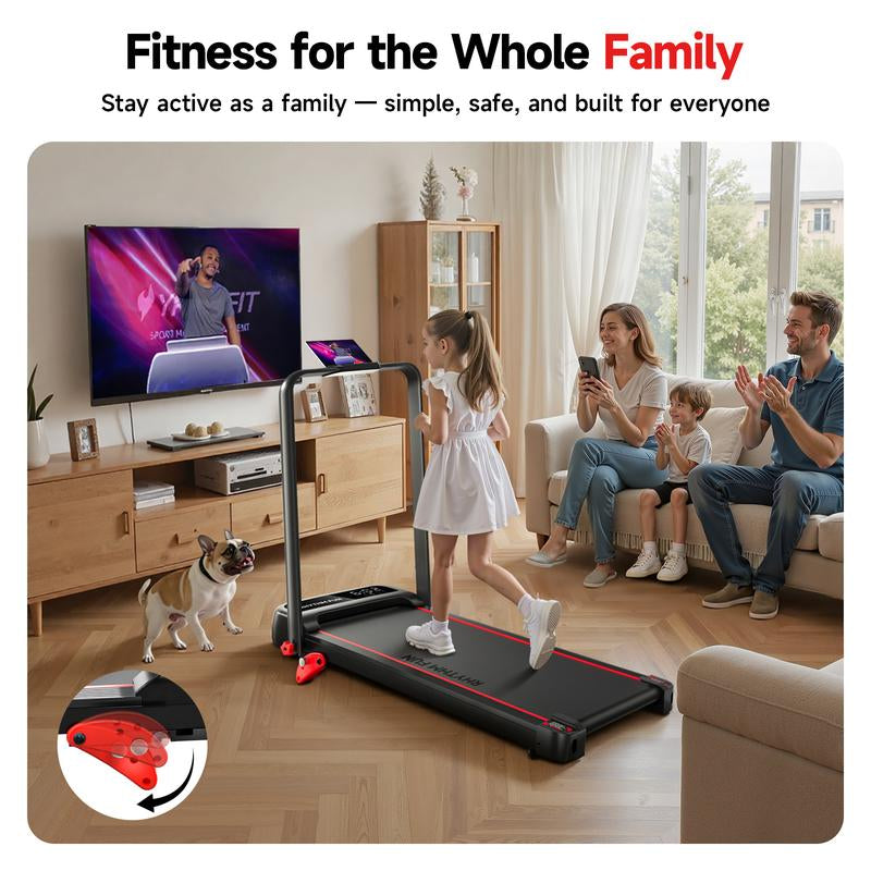 RHYTHM FUN Quiet Foldable Walking Treadmill with Remote – Exercise Treadmills Compact Running Pad for Apartment & Office,Gym Stuff Easy to Store under Desk, Incline Support, Space-Saving , Fallfreshness, No Installation Needed Treadmill for Home