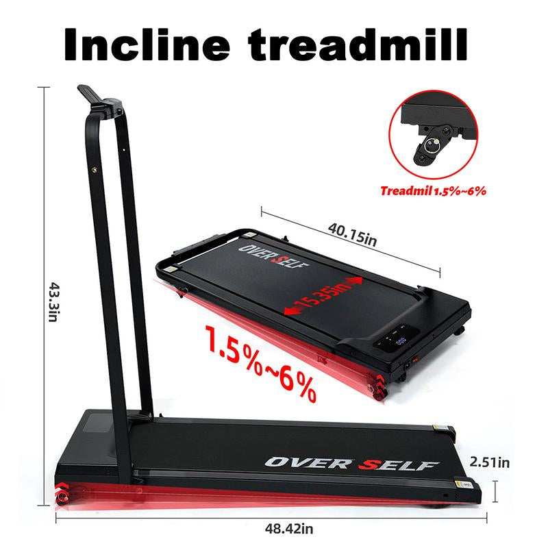 OVER SELF Walking Pad Treadmill, 6.2MPH Portable Folding Treadmill with Handle Remote Control, under Desk Treadmill Easy Storage Home Gym Fitness Equipment Workout Gear