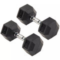Signature Fitness Hex Dumbbells Non-Slip Free Weights Full Body Strength Training Home Gym Workout Equipment Set, 30 Pounds, Black