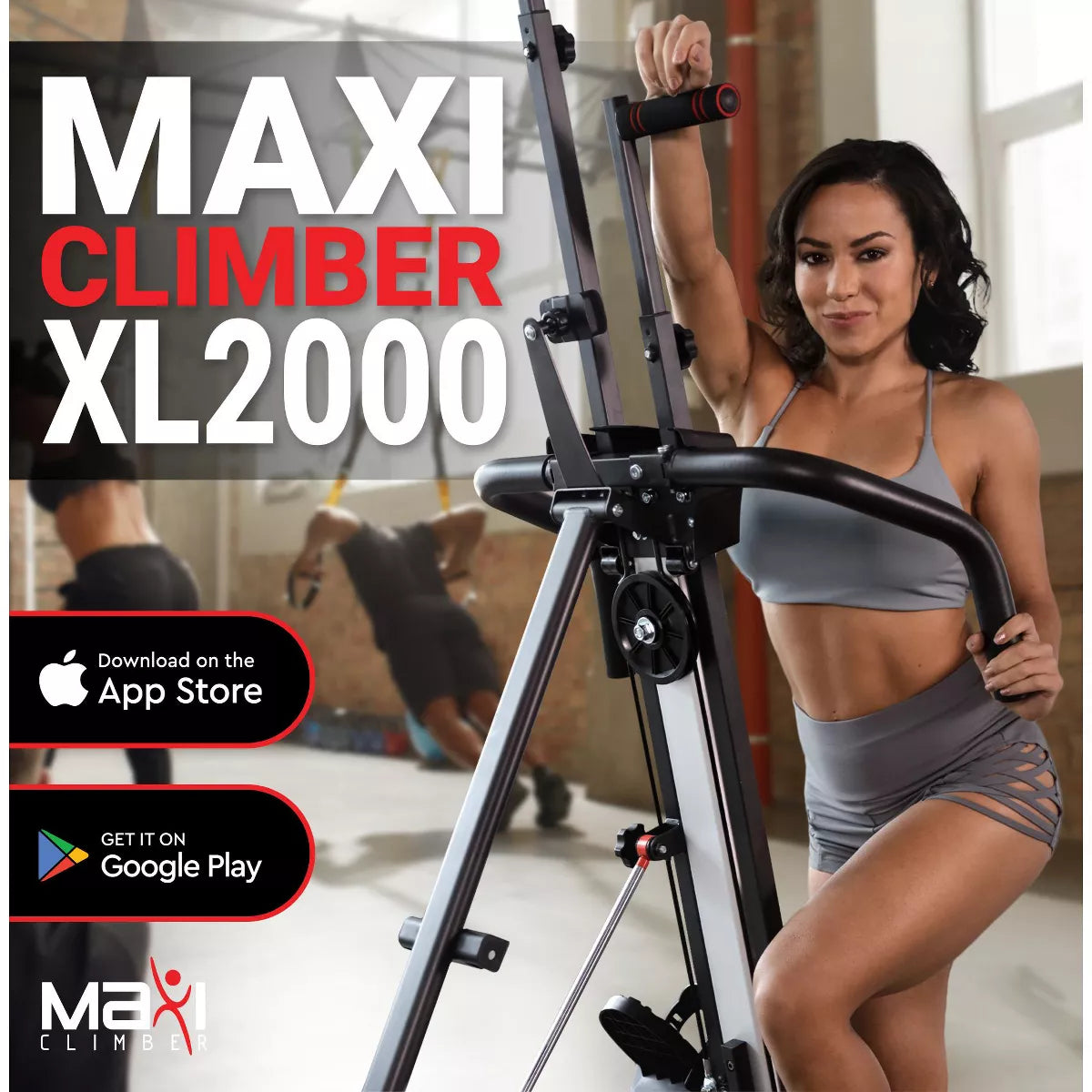 Maxiclimber Vertical Climber Exercise Machine, Home Gym Stepper for Cardio and Strength Training Total Body Workouts with Fitness App, XL-2000, Red